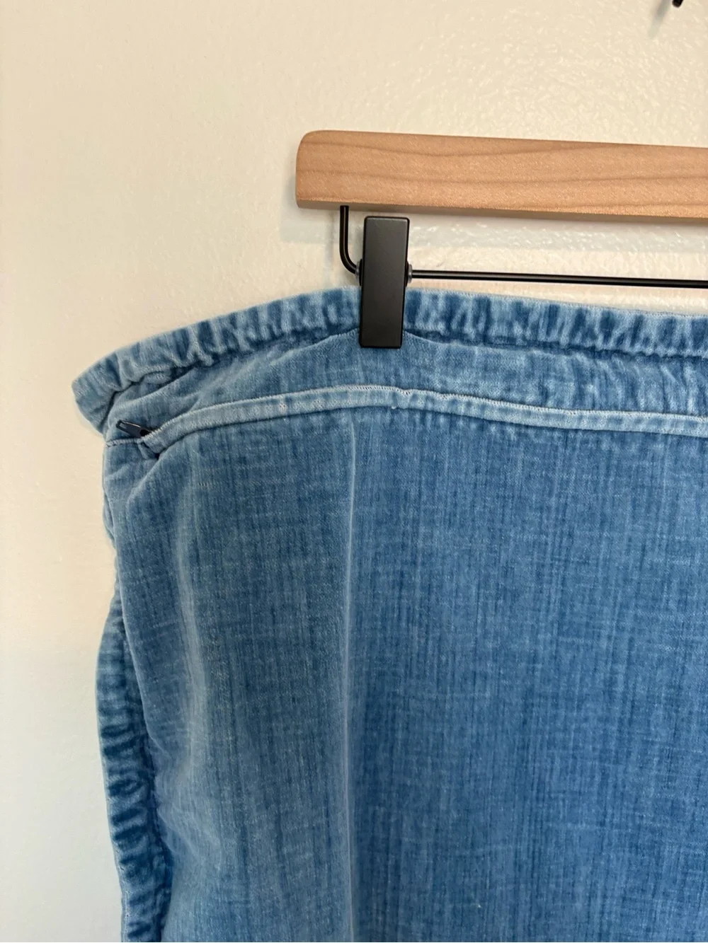 Pottery Barn Velvet Chambray Square Pillow Sham Boho Decor Blue 20